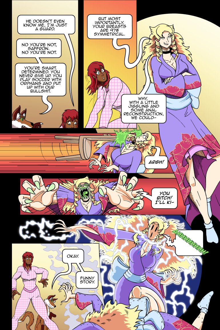 SaffronComic's tweet photo. Tonight, on a very special Saffron and Sage, it's time to roll for anal circumference, but will the consequences be FATAL? Find out, at https://t.co/W4vkmyVAOQ!

#Webcomics #SpiderForest https://t.co/kfffYjDgOd