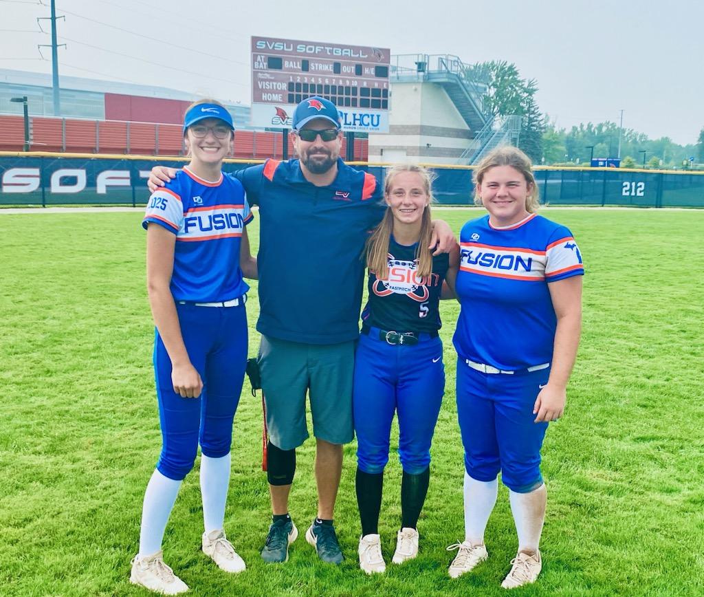 231Fusion16U's tweet photo. Awesome experience at Saginaw Valley today for our own 15u Cali D'Amour (Grayling, '25) and 16u's Ella Schram (Mancelona, '25) and Hali Lenartowicz (Gaylord, '24). #fusionstrong @CaliDAmour21 @LenartowiczHali @SVSU_Softball @svsu_ryan https://t.co/YRHbsCHgUk