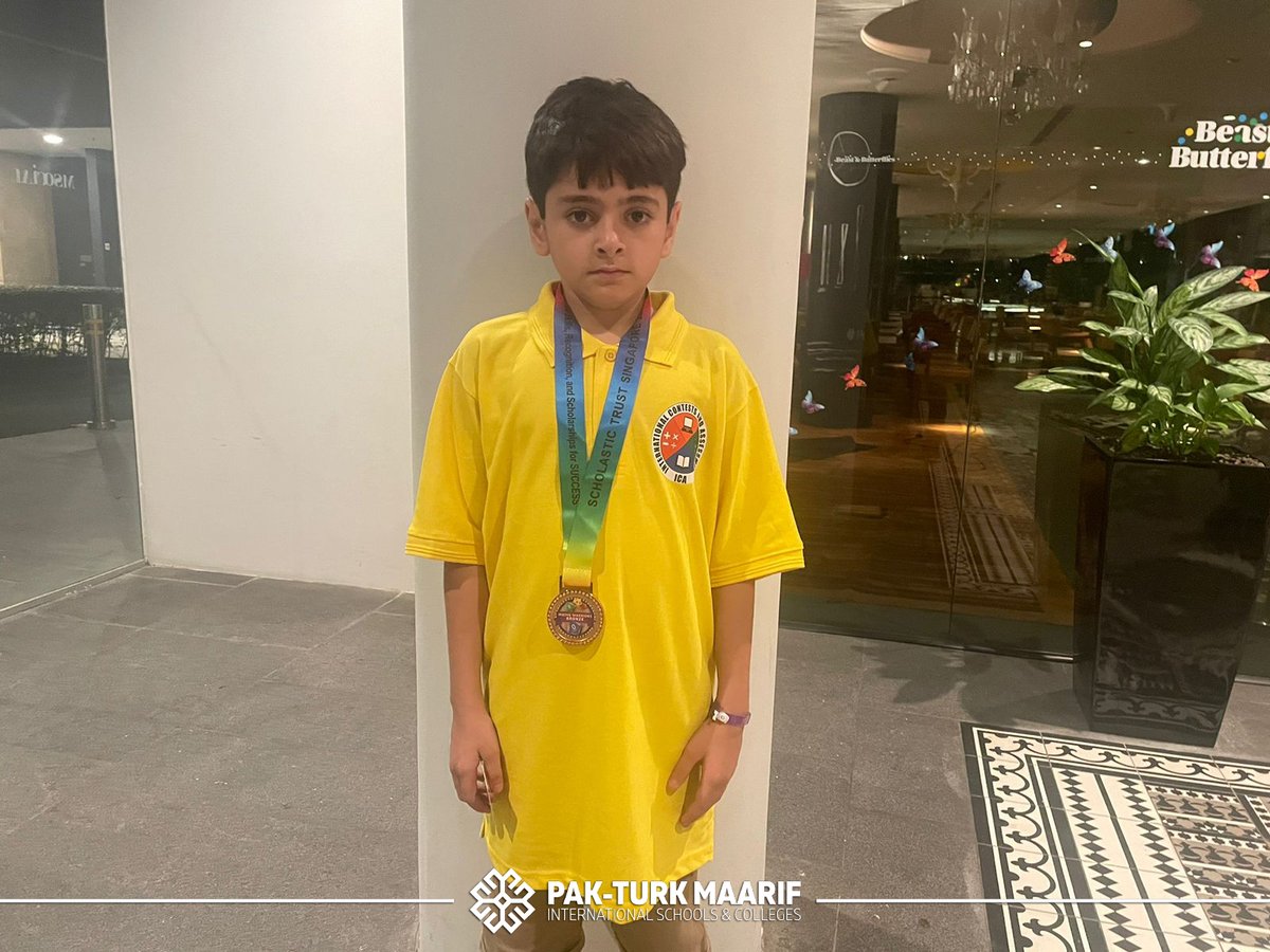PakTurkMaarif's tweet photo. 🏅 Congratulations to our brilliant Grade 4 student, M. Ishaq, from Pak-Turk Maarif H-8 Campus, on winning the Bronze medal at SIMOC Global Finals in Singapore! 🌟
Among 1500 students, he proved his mettle and made us incredibly proud! 🌍👏

#YoungChampion #SIMOC2023 https://t.co/yeejIenh8n