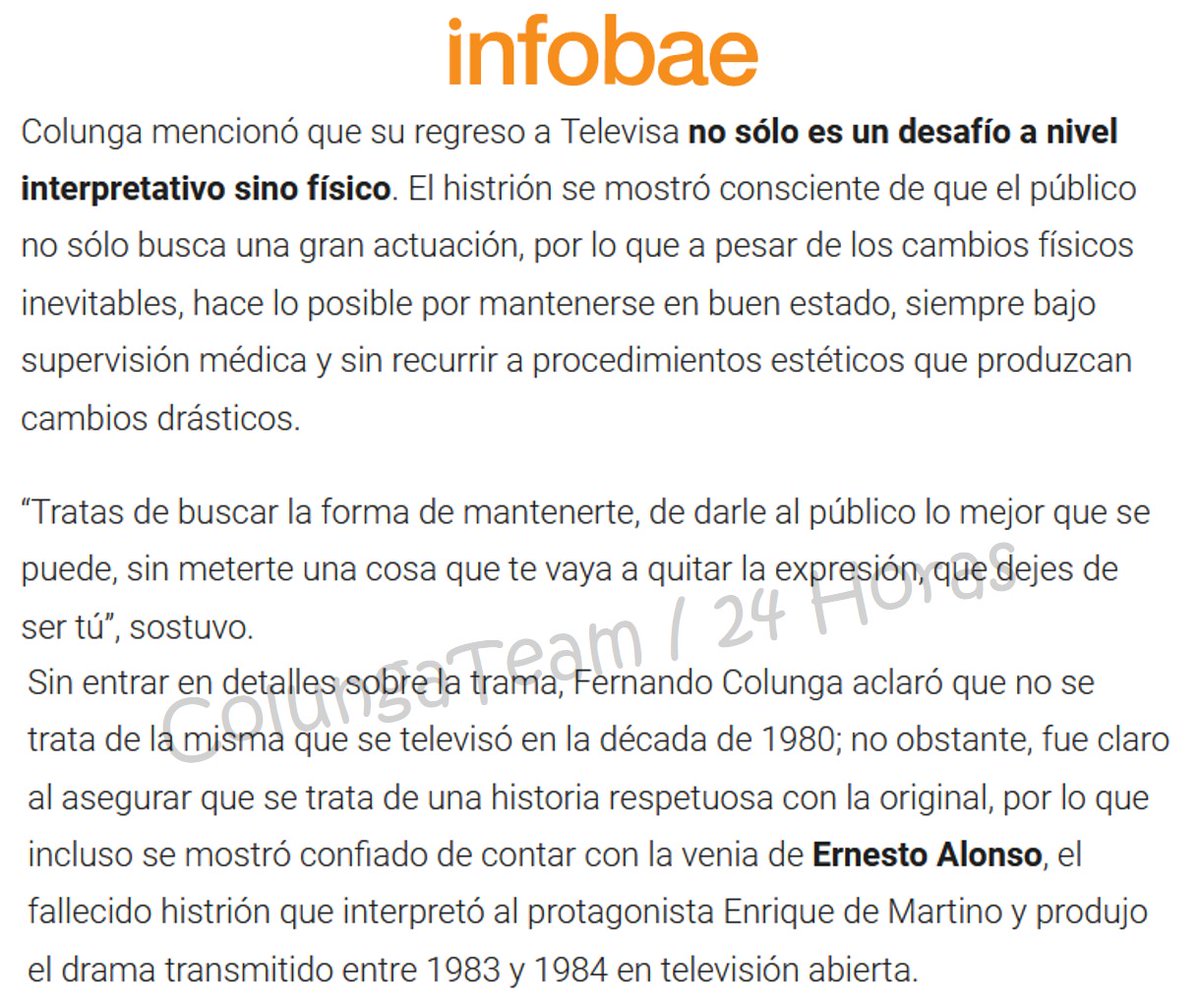 #FernandoColunga confirmó regreso a Televisa con #ElMaleficio <a href="/Canal_Estrellas/">Las Estrellas</a> #Infobae <a href="/elgueromex/">jose alberto castro</a> #ColungaTeam