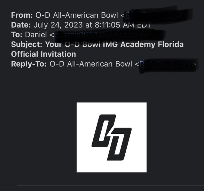A huge thank you to <a href="/ODFBall/">Offense🏈Defense</a> for the invite to their 26’ All-American Bowl Game this year which will take place at IMG academy. I can’t wait! <a href="/StAnthonysFB/">Friar Football</a> <a href="/PrepRedzoneNY/">Prep Redzone New York</a>  <a href="/CoachMinucci/">CoachMinucci</a> <a href="/Chadellis91/">Chad the Kraken</a> <a href="/247Sports/">247Sports</a> <a href="/jared_valluzzi/">Jared Valluzzi</a> <a href="/PrepRedzoneNJ/">Prep Redzone New Jersey</a>