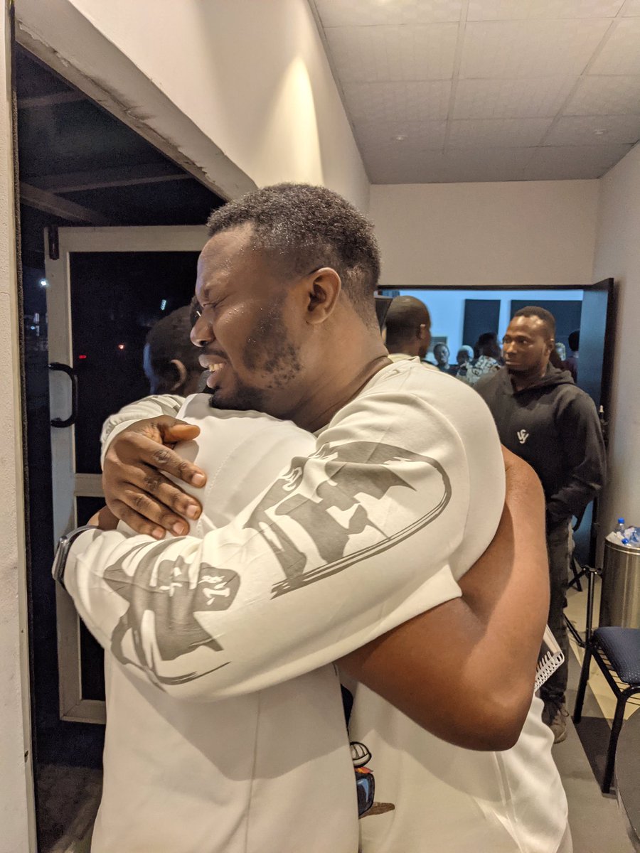 azarah_p's tweet photo. I kept delaying to wish @kunle_kenny because I wanted to calm down and find these photos of us meeting for the first time at @TomiwaImmanuel’s #TILive.
Such a beautiful, warm moment.
Sir K!!! I’m grateful for you, man.
Belated Happy birthday, bro. 
My fiancée and I love you. https://t.co/TAscACpk1j