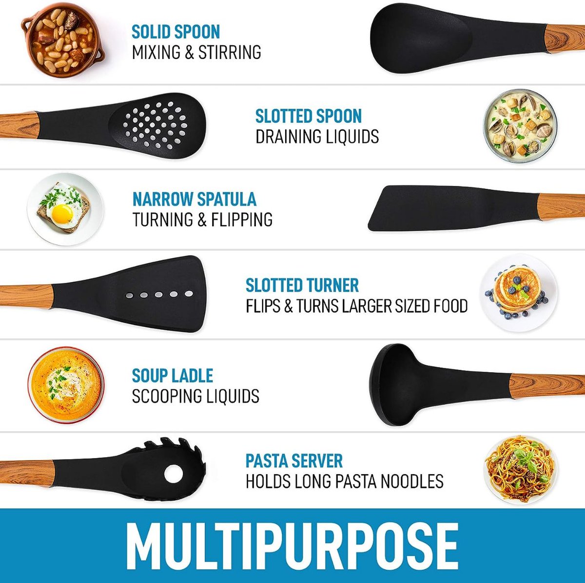 6-Piece Utensils Set With Holder ✨

Package includes a slotted spatula, large spoon, slotted spoon, soup ladle, pancake or omelet turner, spaghetti server, and a 360° rotating stand holder. 💯

Check this out! 📣
amazon.com/Zulay-Nylon-Co… 🛒