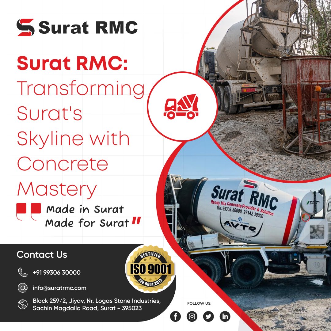 🏙️ Surat RMC is reshaping the skyline with their Concrete Mastery! 

🏗️✨ Proudly Made in Surat, and designed to enhance our city's beauty and infrastructure. 🏢🌆 Let's celebrate this remarkable achievement together! 🎉 

#SuratRMC #ConcreteMastery #ReadyMixConcrete #RMC