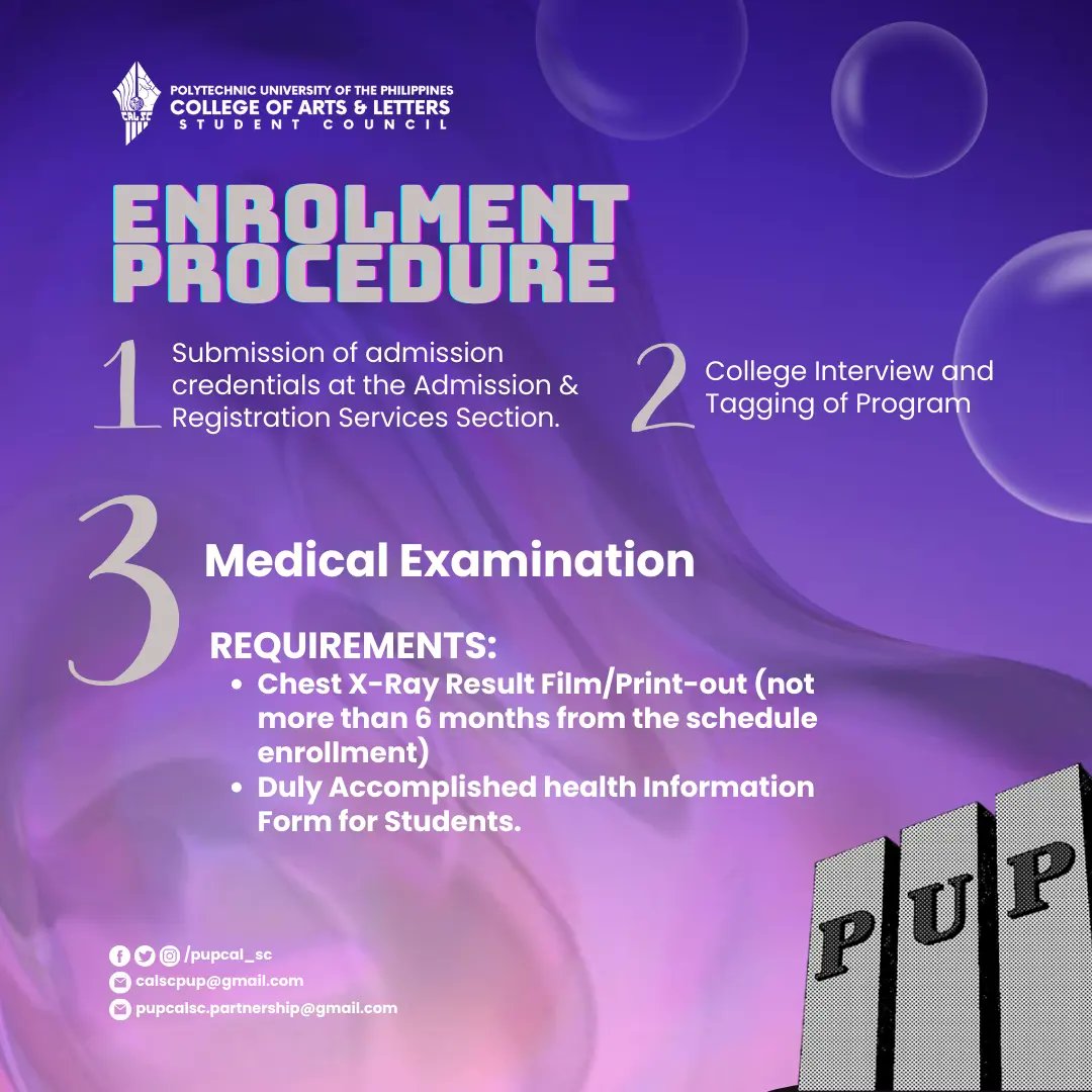 thepupcalsc's tweet photo. Please be informed that all transactions will occur at PUP Gymnasium as One-Stop-Shop Enrollment will be implemented.
Artista ng bayan, please be guided accordingly.
#PUPCALSC #CALAalpasAtLalayag #CALTintaLaya https://t.co/VUWZwIlFW0