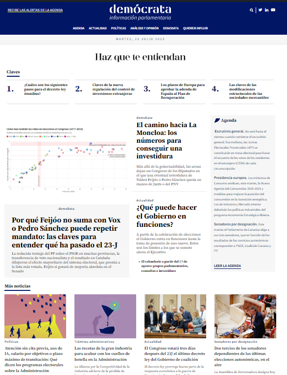 democrata_info's tweet photo. #EnPortada | Por qué Feijóo no suma con Vox o Pedro Sánchez puede repetir mandato: las claves para entender qué ha pasado el 23-J.

🟡El camino hacia La Moncloa: los números para conseguir una investidura.

🟡¿Qué puede hacer el Gobierno en funciones?

https://t.co/4f2gt3PV3v https://t.co/tjLp2Q0hEA