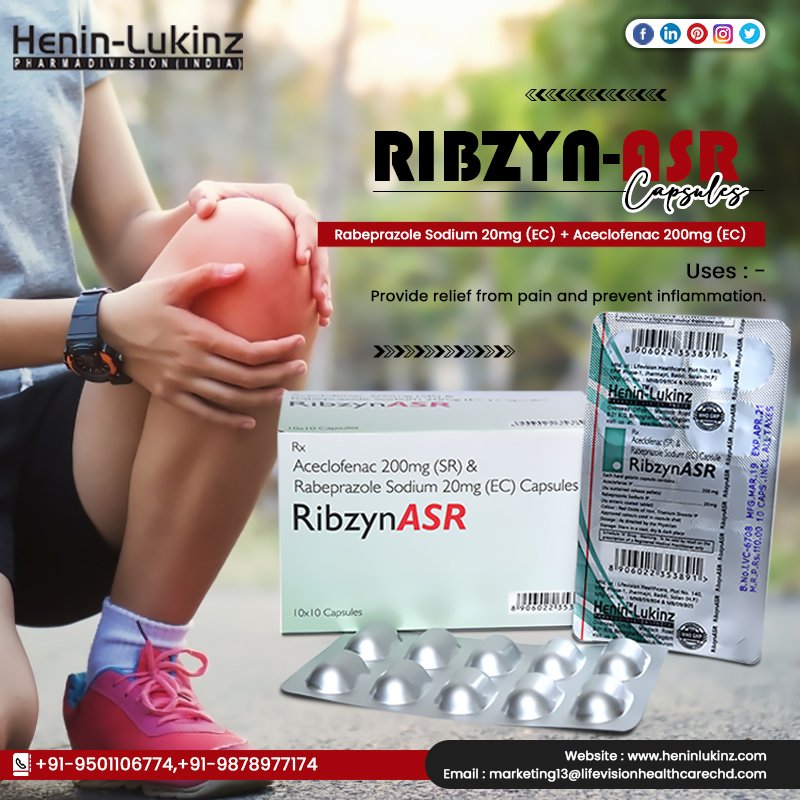 Introducing RIBZYN-ASR CAPSULES by Henin Lukinz.
Call us at +91-9501106774 | heninlukinz.com | marketing13@lifevisionhealthcarechd.com |
.
.
.
.
#heninlukinz #PCDPharma #pharmafranchisecompany #india #medicine #franchise #capsules #painrelief #inflammationrelief