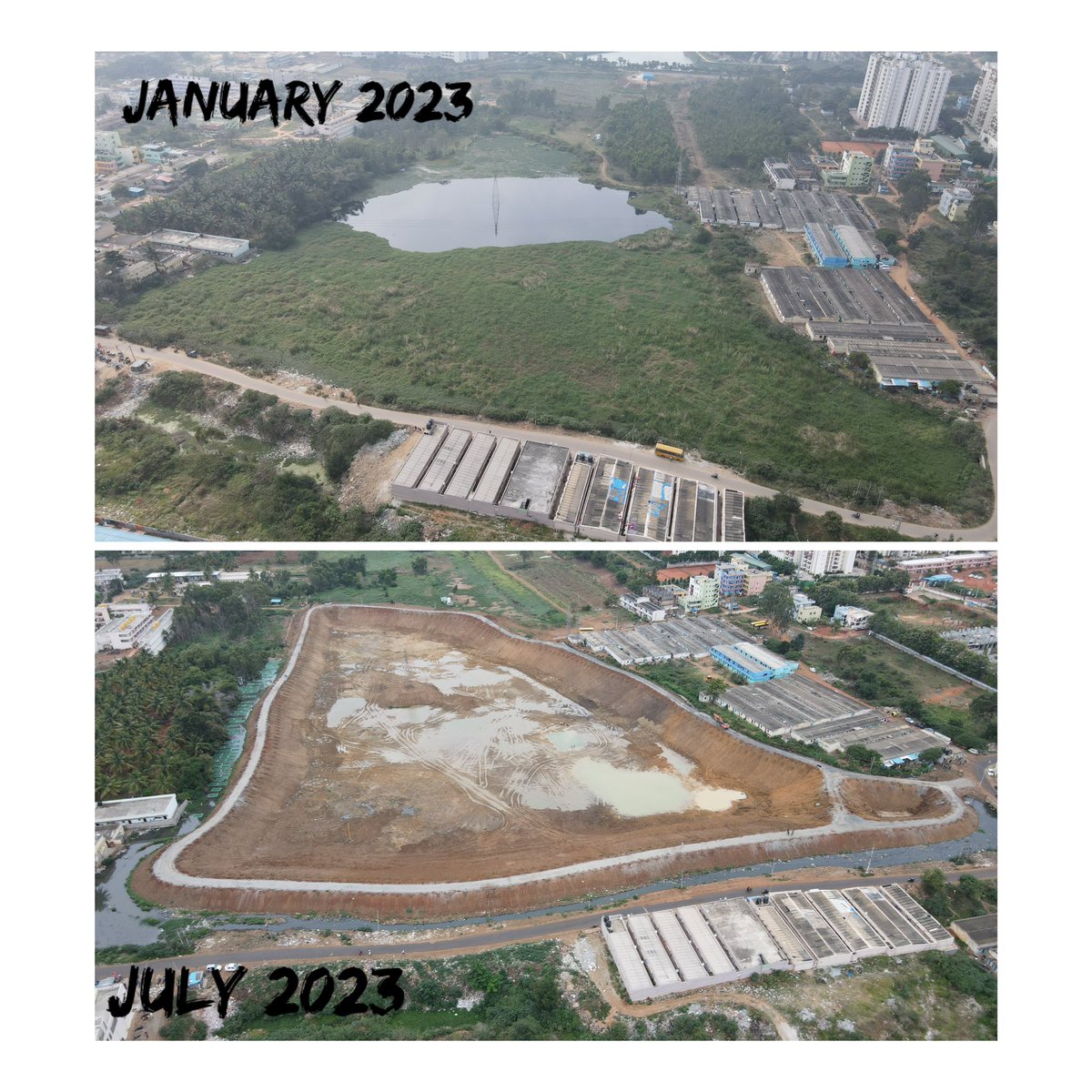 AMalligavad's tweet photo. Such pathetic condition of Thirupalya Lake was filled with 10 feet Sewage,Effluent &amp; Hyacinth,We took 6 months to bring back to its original UNFORTUNATELY IT WAS IN TARGET OF LAND MAFIAS,TIME BEING IT IS STAND STILL,we need to protect it further 😊 https://t.co/Yw0z3ciIZZ