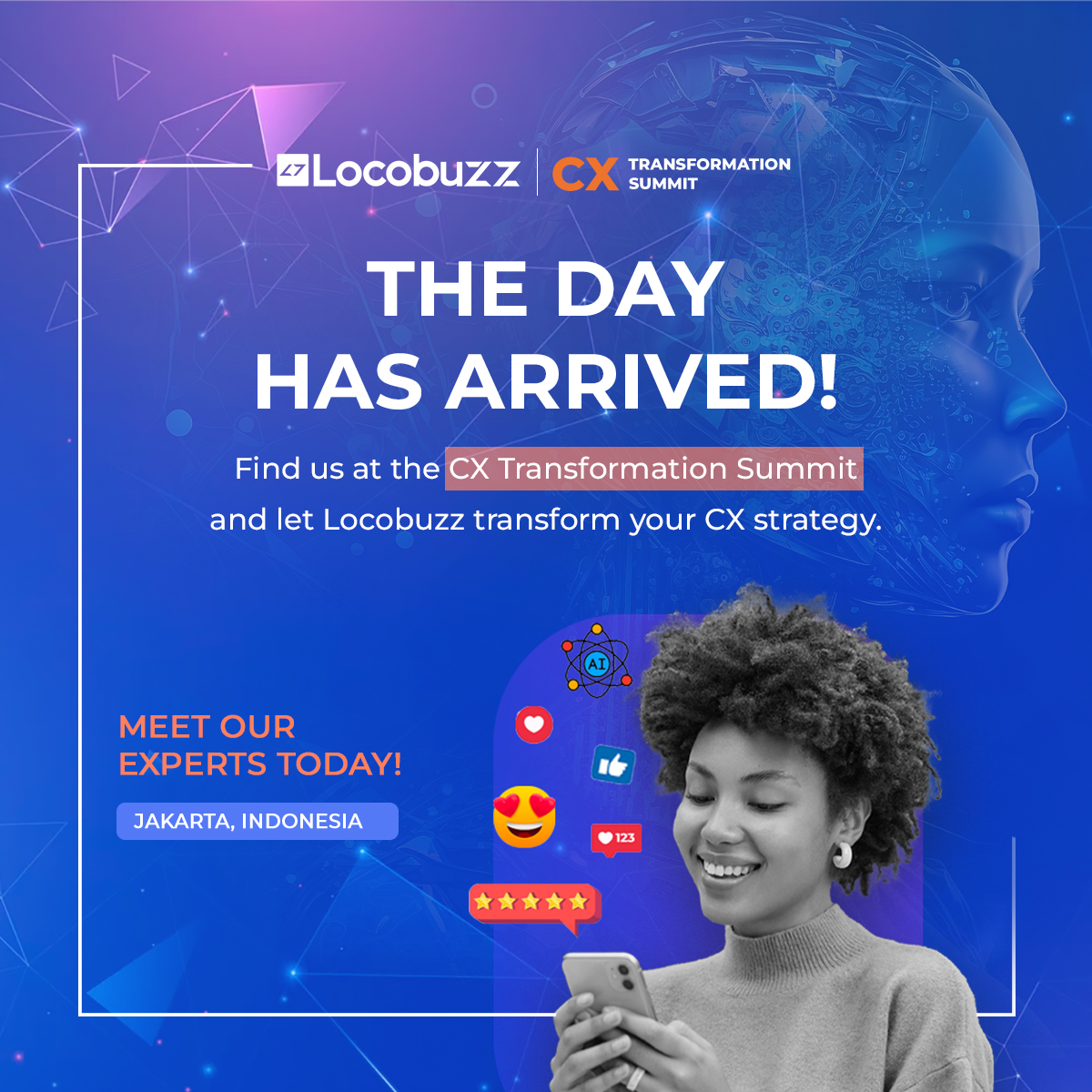 LocoBuzzIndia's tweet image. The wait is over!

We're thrilled to be at the 𝐂𝐗 𝐓𝐫𝐚𝐧𝐬𝐟𝐨𝐫𝐦𝐚𝐭𝐢𝐨𝐧 𝐒𝐮𝐦𝐦𝐢𝐭 𝐭𝐨𝐝𝐚𝐲.   

Meet our experts today to redefine your CX journey.   

#CXTSummit #CXInnovation #locobuzz #cxTransformationsummit #CX #CustomerExperience