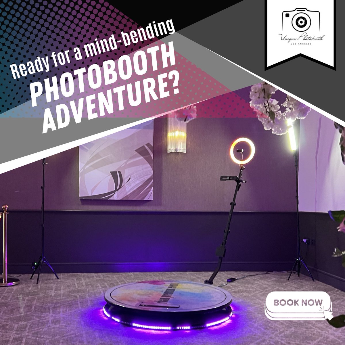 Prepare to be amazed! Our 360 Video Photobooth is a whole new level of photobooth fun. Let's get the party started! #360photobooth #photoboothrental #partyrental #eventphotobooth #photoboothforrent #photobooth #Losangeles #balloons #flowers #SanFernandovalley #audioguestbook
