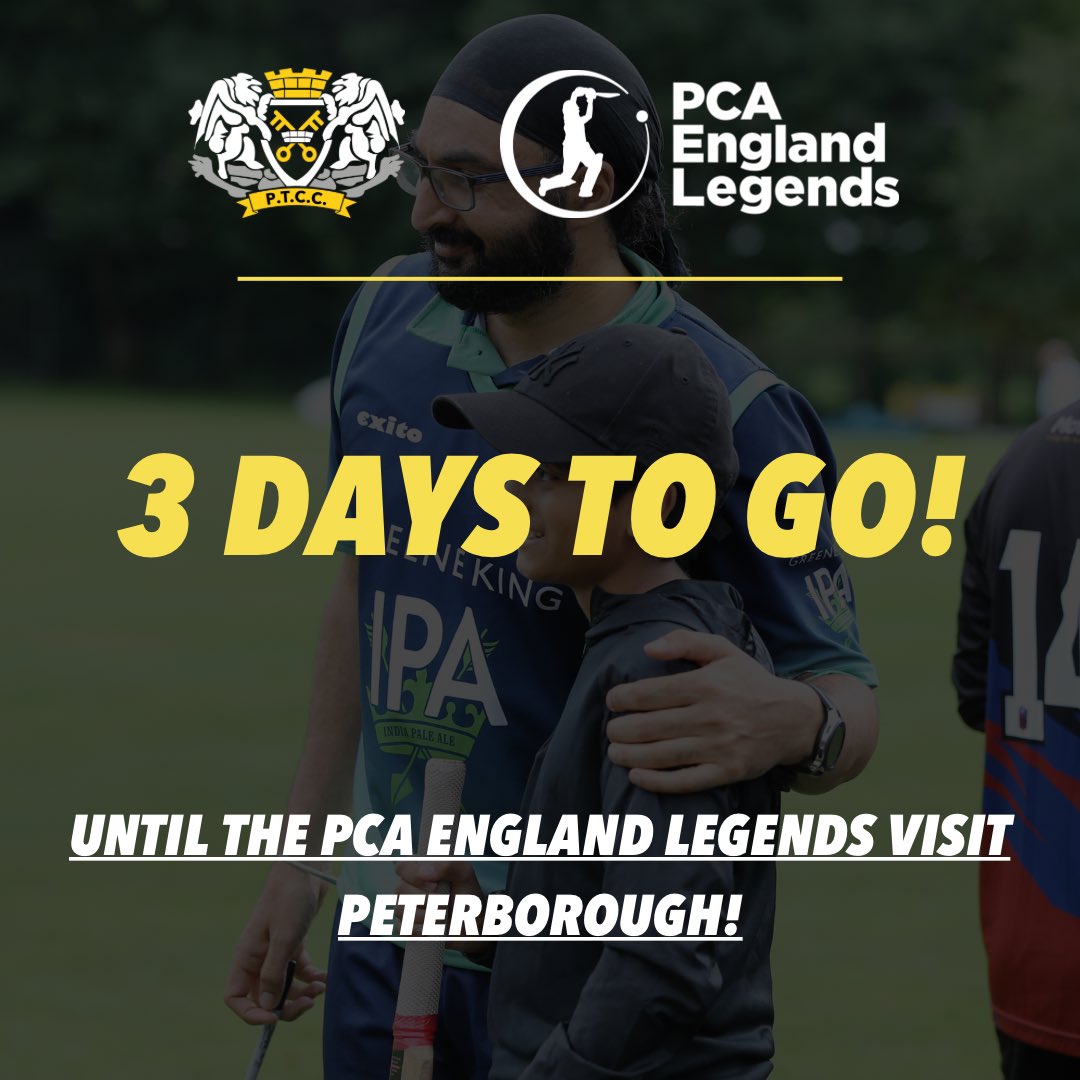 pborotowncc's tweet photo. 3 days to go! The weather looks good for a Friday afternoon of cricket at Bretton Gate! Come and watch 11 England Legends in action 🏏

Match starts at 4pm, general admission to the ground from 2pm. FREE entry and parking for spectators, please remember to bring a chair! @PCA https://t.co/nj4FUDrQtz