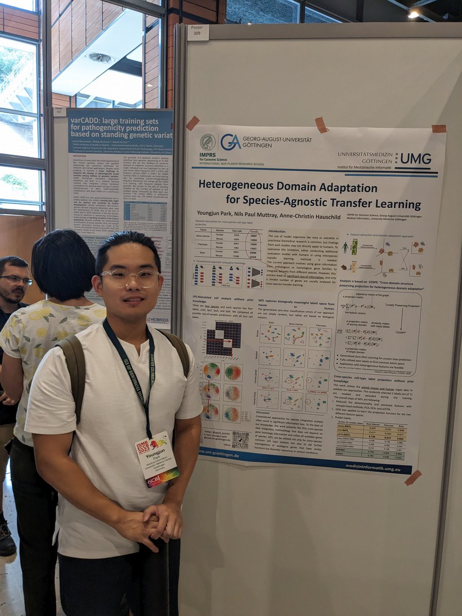 @iscb_scs @IMPRS_GS @iscbsc Check out my poster 'Heterogeneous Domain Adaptation for Species-Agnostic Transfer Learning' at B-309 ;) #ISMBECCB2023