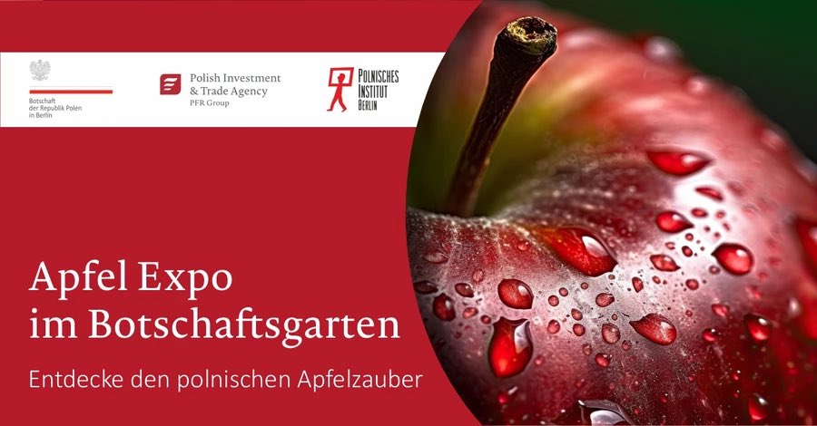PLinDeutschland's tweet photo. Polen ist größter 🍎-Produzent in der EU, der drittgrößte weltweit.

🇵🇱ist auch Hersteller qualitativ hochwertiger🍎-produkte: Säfte, Apfelwein, Kosmetika, Accessoires aus öko-Material, das aus Resten der Apfelverarbeitung hergestellt wird. Save the Date👇
https://t.co/Jl0OacHJGk https://t.co/pvSl2HmQhC