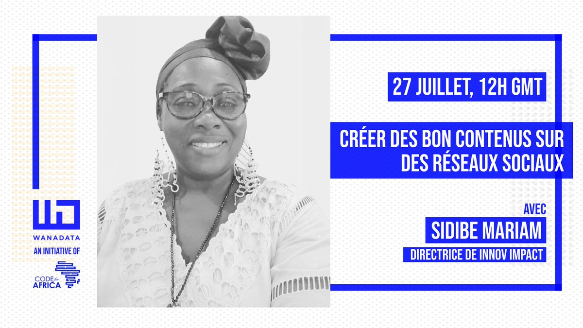 🧑‍💻 Vous voulez connaître les secrets pour être un bon créateur de contenu?

Découvrez-le lors de cette session #WanaData 🇸🇳 avec le conférencière expert Sidibe Mariam, directrice chez Innov Impact Group.

⏰ 27 juillet, 12:00 GMT

📍bit.ly/WanaData-SN