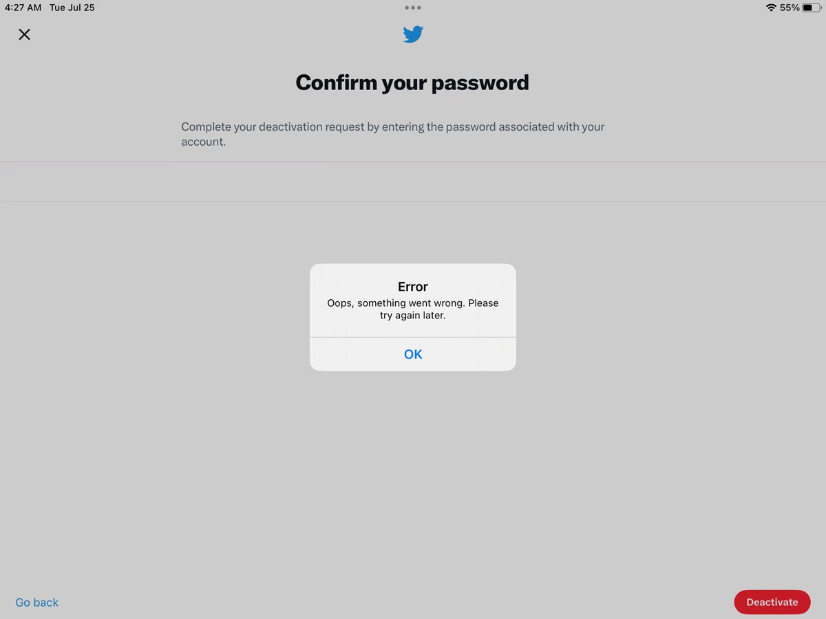 alexalayne's tweet photo. I’ve been trying to deactivate my account but keep getting the same error message. WTH. https://t.co/qVjODmEyFg