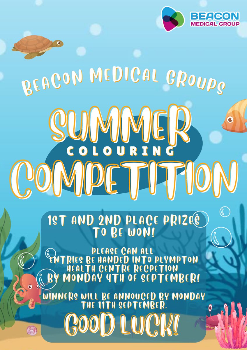 beaconmedgroup's tweet image. Beacon Medical Group's Summer colouring Competition!
Please see all the information below for the last entry date and when the two lucky winners will be announced! Good Luck!
#colouringcompetition #beaconmedicalgroup #NHS