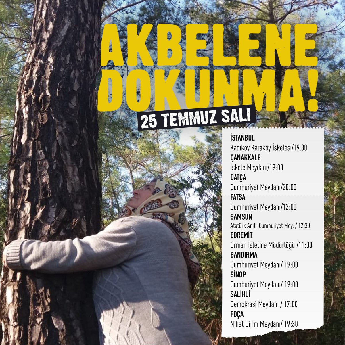 🌿 Türkiye'nin dört bir yanından ekoloji örgütleri, yaşam alanlarını savunan İkizköy halkının yanında olmak ve #AkbelenOrmanı'ndaki kıyımı durdurmak için alanlara çıkıyor. #AkbeleneDokunma