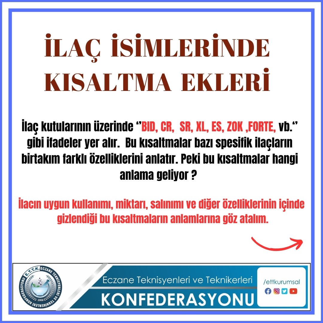 İlaç isimlerinde bulunan kısaltma ekleri bazı spesifik ilaçların bir takım farklı özelliklerini anlatır. 

Detaylı bilgi 👇

.
.
.
.
#eczaneteknisyeni     #eczane   #eczaneteknisyeni #eczaneteknikeri #eczanehizmetleri #eczaneteknisyenleri  #eczanehizmetleriteknikeri