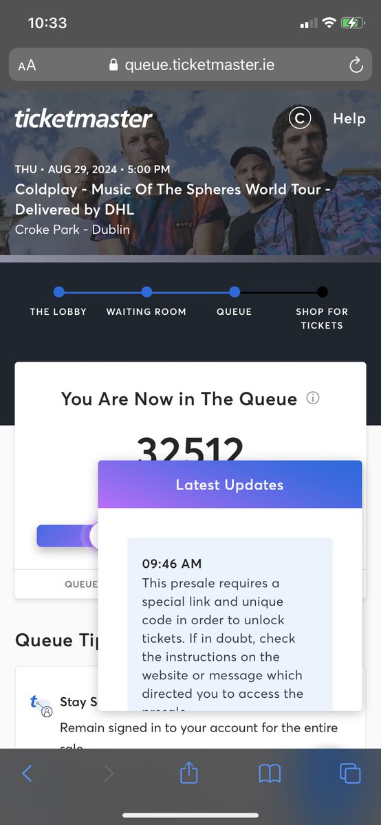 CoreyMurdock99's tweet photo. @TMIrelandHelp  don’t want to refresh as it’ll put me waiting far longer in the queue for tickets signed me out at 10am!! https://t.co/dYoq5cHHXe