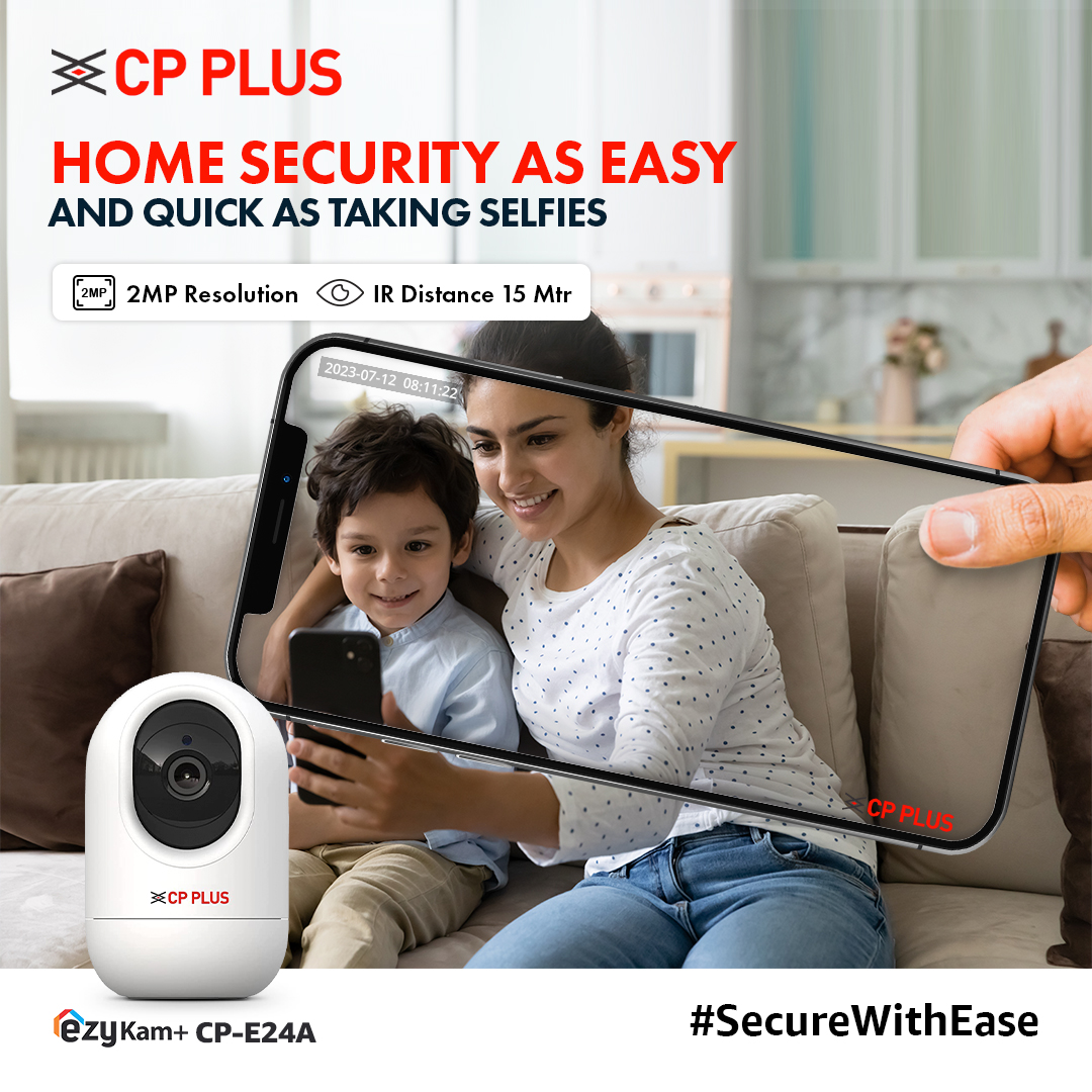 cpplusglobal's tweet photo. Do you think home security is a hassle? Not anymore! With our EzyKam+ CP-E24A, a 2 MP Wi-Fi PT Camera, secure your home and loved ones in just a few simple steps.  🛡️🏠

#SecureWithEase #CPPlus #SmartSecuritySolutions #SmartHomeSecurity https://t.co/eMVkkdQs3c