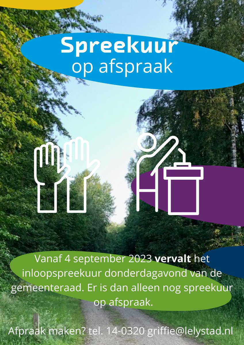 raadvanlelystad's tweet photo. De gemeenteraad is tot en met 3 september op zomerreces. Fijne zomer ieder! 

Let op: Wegens weinig aanloop vervalt het inloopspreekuur op donderdagavond. Vanaf 4 september starten we met spreekuur op afspraak. https://t.co/szjBxYWm54
