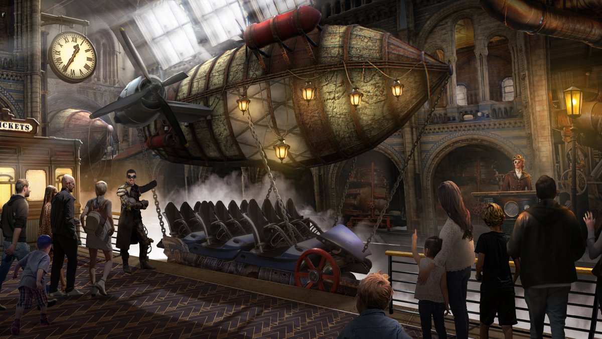 ScruffyDogLtd's tweet image. Embark on an journey through time and fantasy with our brand-new suspended Dark ride concept! Climb aboard the majestic zeppelin and brace yourself for an immersive tour through the enchanting steampunk streets of 19th-century London!  #experiencedesign #attractiondesign