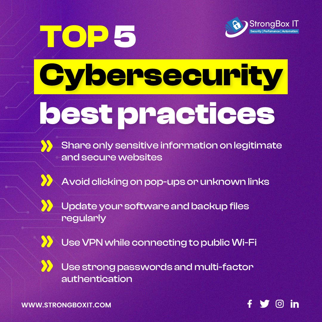 strongboxit's tweet photo. Protect yourself online with these cybersecurity best practices!
https://t.co/qcXrCn4iwB
#CyberSecurityAwareness #cybersecuritynews #Pentesting #securitybreach #strongpassword #vpn #wifi #freewifi #popups #software #backups #authentication #top5 #toplist #strongboxit https://t.co/JMkuzp2D6L