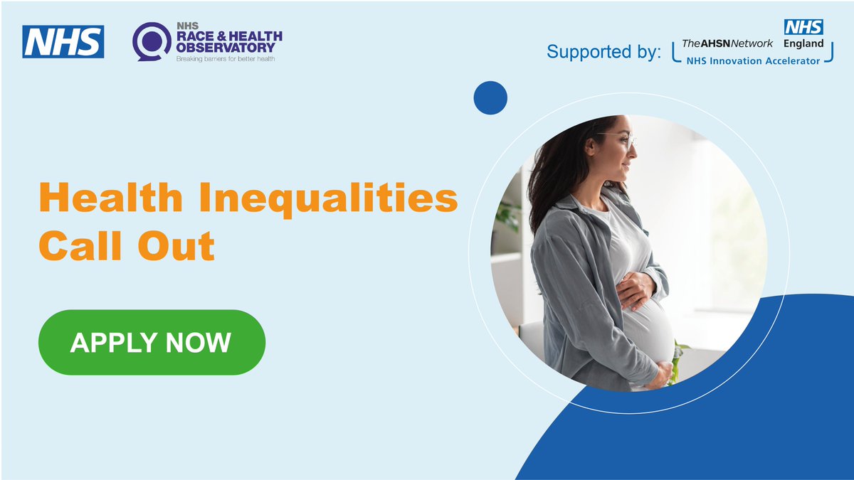 NHS Accelerator (@nhsaccelerator) on Twitter photo *Application Deadline: 31 July 2023*
Don't miss this incredible opportunity to be part of a groundbreaking cross-programme collaboration led by <a href="/NHSEngland/">NHS England</a> Health and Inequalities team together with <a href="/NHS_RHO/">NHS Race & Health Observatory</a>.
Apply now! nhsaccelerator.com/apply/apply-he… *Application Deadline: 31 July 2023*
Don't miss this incredible opportunity to be part of a groundbreaking cross-programme collaboration led by <a href="/NHSEngland/">NHS England</a> Health and Inequalities team together with <a href="/NHS_RHO/">NHS Race & Health Observatory</a>.
Apply now! nhsaccelerator.com/apply/apply-he…