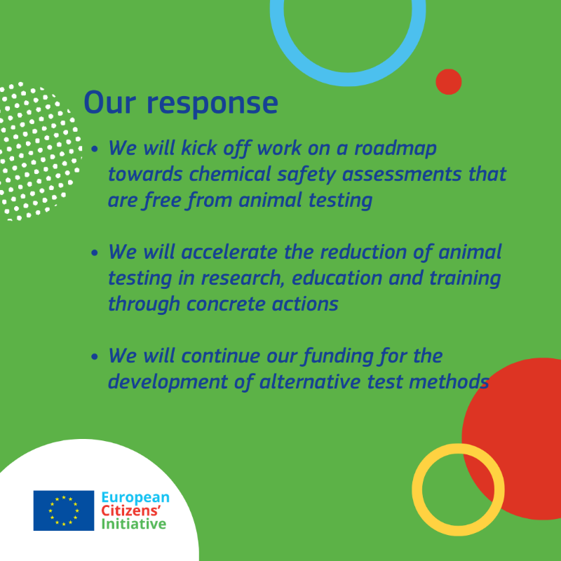EU_Commission's tweet photo. EU citizens call for a Europe without animal testing.

Check our response to the 9th successful European citizens’ initiative: ‘Save cruelty-free cosmetics – Commit to a Europe without animal testing’ ↓

#EUTakeTheInitiative