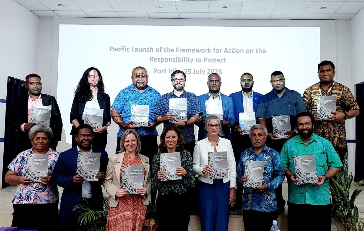 “The #R2P Framework for Action is a sister to the Framework of Analysis. The former illuminate risks; the latter tells us what to do about it.” Thank you <a href="/GeorgeOkothObbo/">George Okoth-Obbo</a> for helping us launch the R2P framework for action in the Pacific with <a href="/MsgSecretariat/">MSG Secretariat</a> &amp; <a href="/AusHCVanuatu/">Max Willis</a> <a href="/APR2P/">APR2P Centre</a>