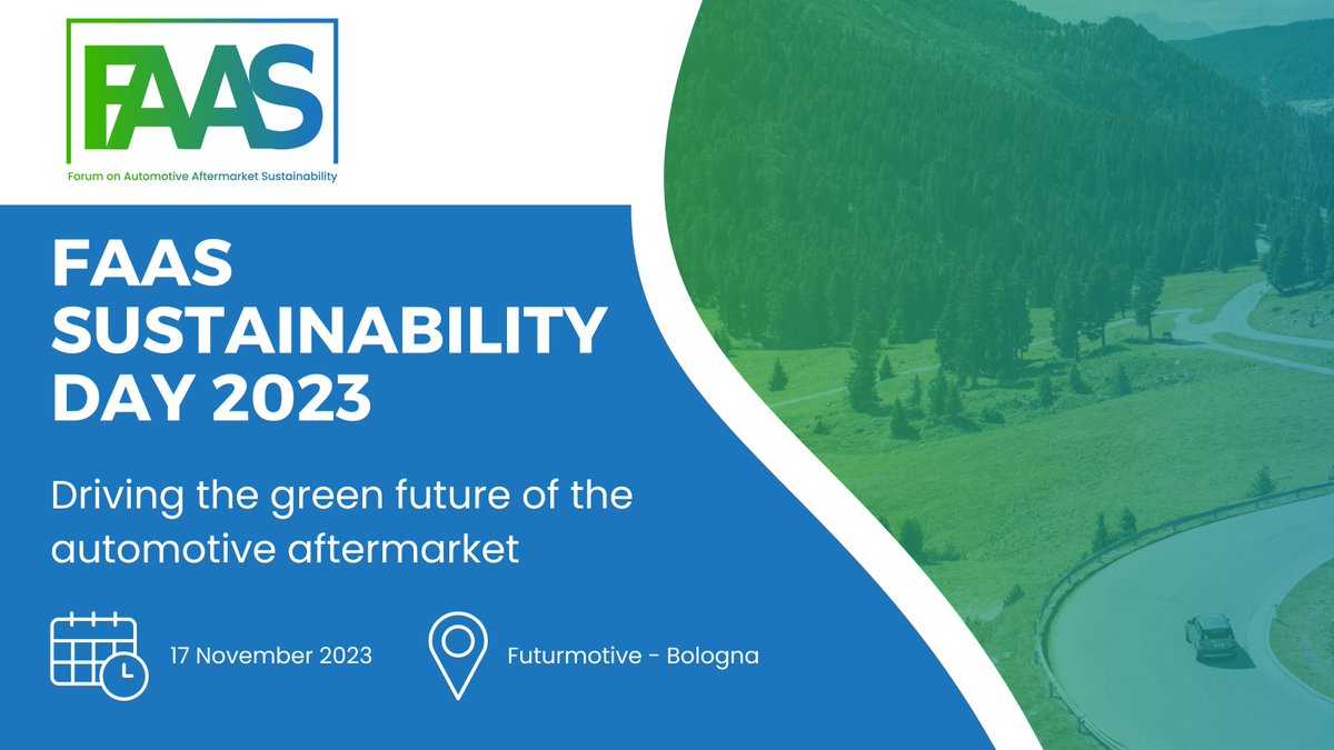 Join us at the inaugural FAAS #SustainabilityDay! Organised in Bologna during the #Futurmotive event, it will bring together the #AutomotiveAftermarket ecosystem leaders and innovators:
🟢Exciting opportunities for knowledge sharing
🟢Networking
🟢Cutting-edge green innovations