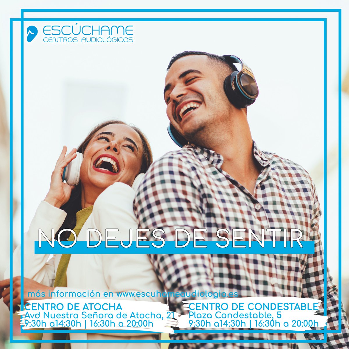 No dejes de sentir 💙

Cada instante es único y debe disfrutarse con todos los sentidos posibles. Nuestros profesionales te darán una respuesta rápida, efectiva, y sobre todo, personalizada para cualquier problema auditivo 👂