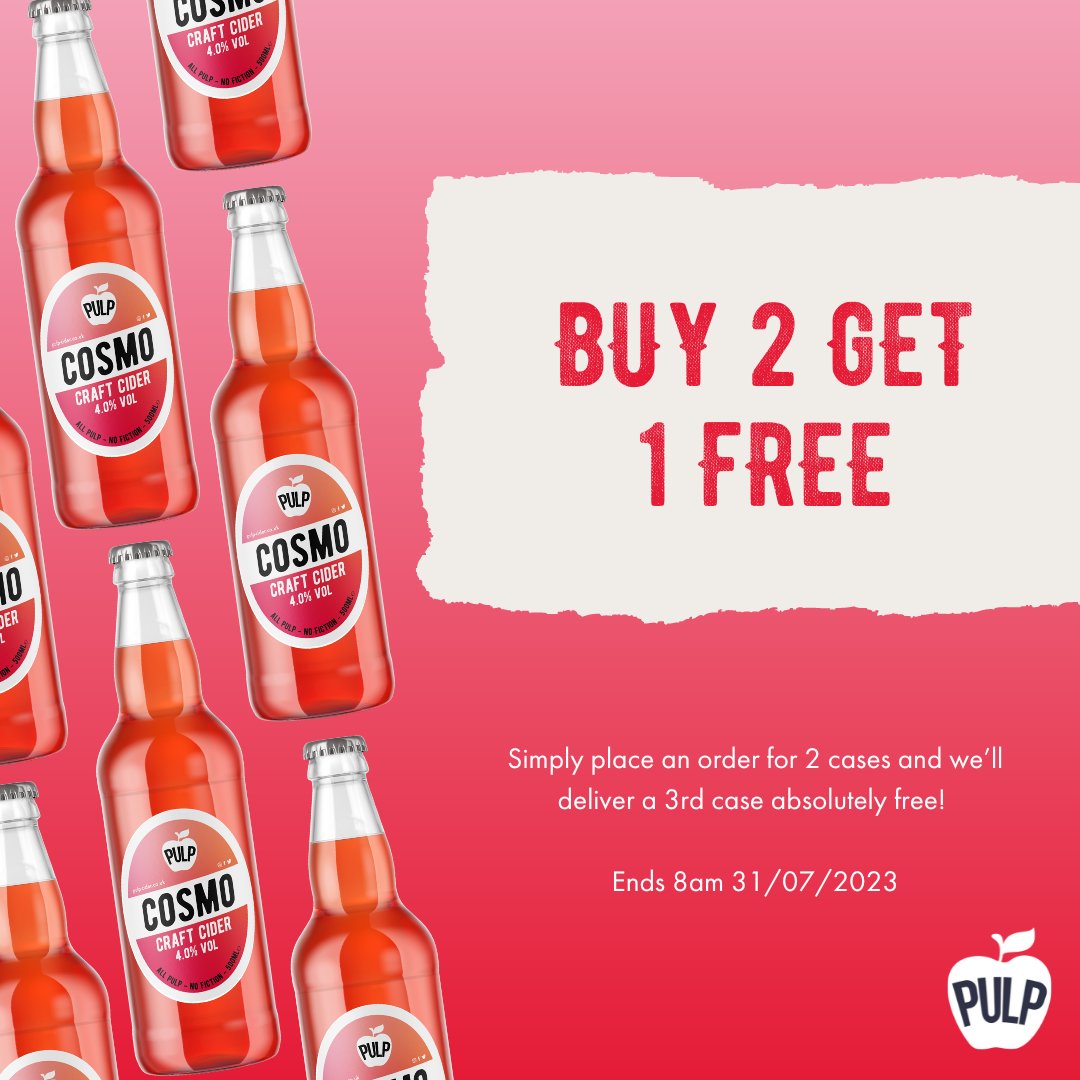 Delve into the world of delicious cranberry and lime with a splash of vodka 🍸 Ends 8am 31/07/2023 Grab 2 cases here - pulp-cider.co.uk/products/cosmo…... Trade/wholesale - app.sellar.io/suppliers/celt…