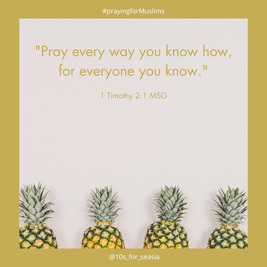 Keep praying for Muslims, especially those living in Southeast Asia.

#prayingformuslims #prayermovement #howtopray #prayerchangesthings #godsheartforpeople #10secondsprayer #10sforseasia #10sprayer #pray