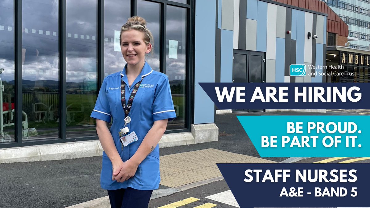 We are recruiting for Staff Nurse, Band 5 (A&E) posts, based in Altnagelvin Hospital and South West Acute Hospital. Permanent FT / PT plus 'as and when required' contracts are available. For job description and to apply online today: 👉 bit.ly/EDNurseBand5