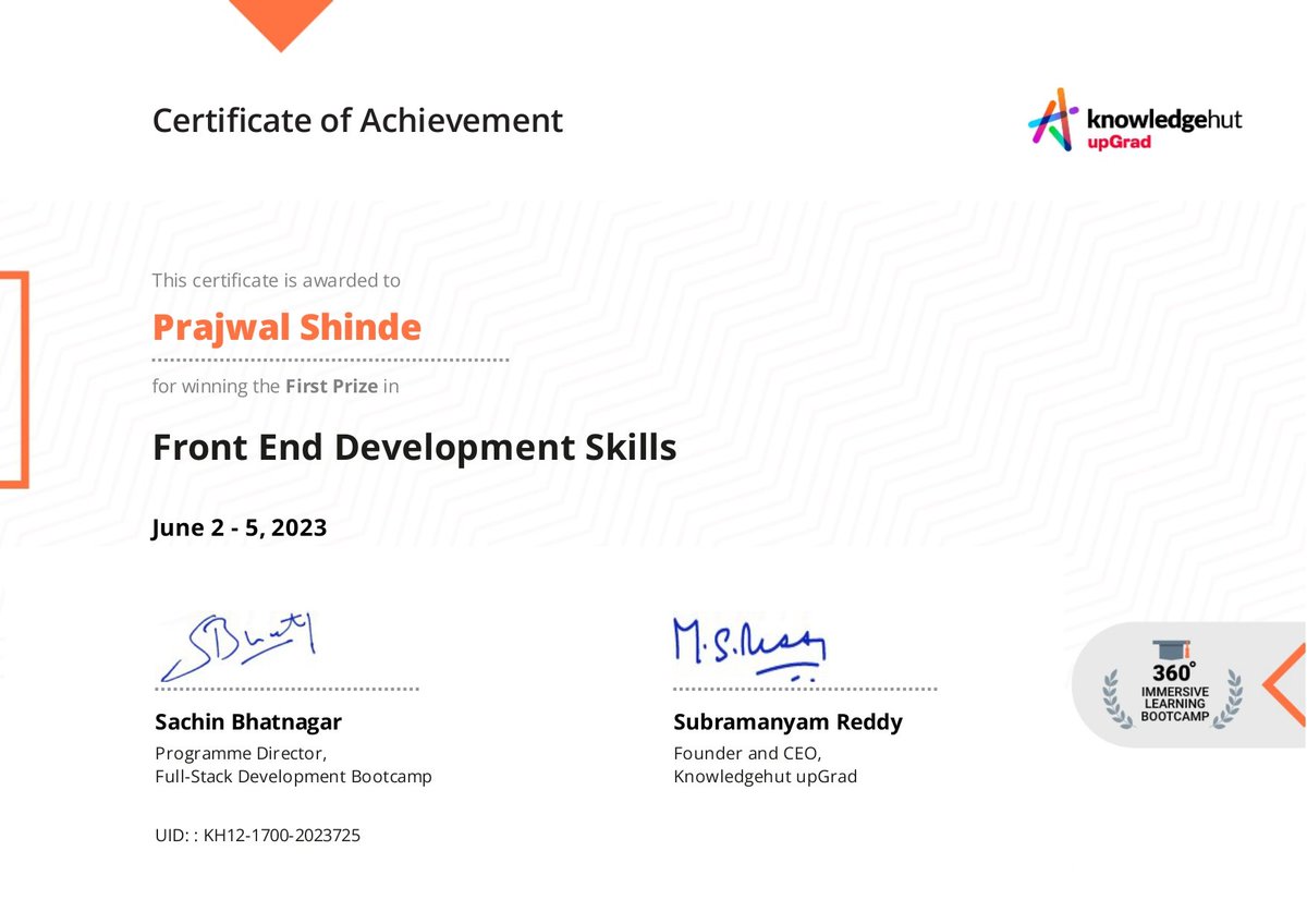 🎉 Excited to share that I WON the 1st PRIZE in <a href="/KnowledgeHut/">upGrad KnowledgeHut</a> <a href="/upGrad_edu/">upGrad</a> hackathon! 🏆🚀 Created "Resume Crafter," a website to build professional resumes. 📄💼 Grateful for this opportunity and the three-day challenge. Check out my project: resumecraftr.netlify.app