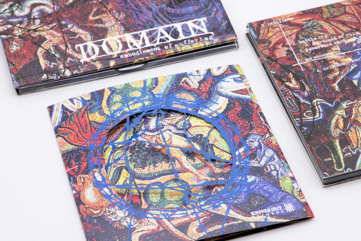 DOMAIN "Embodiment of Suffering"  Die-cut Digipack Enhanced CD w/ Die-cut Booklet, Etched tray  
domain.knivesoutstore.com #domain 
#knivesoutrecords #knvz #domainflhc #90s #H8000 #knivesoutz #suffering #kickback