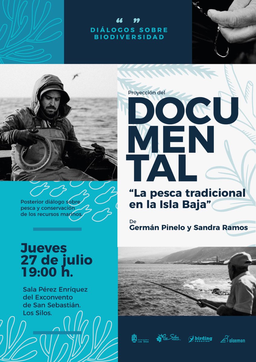 🌱Diálogos sobre biodiversidad II 🎥 Proyección del documental:”La pesca tradicional en la Isla Baja” de <a href="/germanpinelo/">Germanpinelo</a> y Sandra Ramos. 🎬Jueves 28 a las 19:00h en el Exconvento de #LosSilos #Tenerife <a href="/ayto_lossilos/">Ayto Villa Los Silos</a> <a href="/TurismoLosSilos/">Turismo Los Silos</a> <a href="/BirdingCanarias/">Birding Canarias</a> #LosSilosNatural