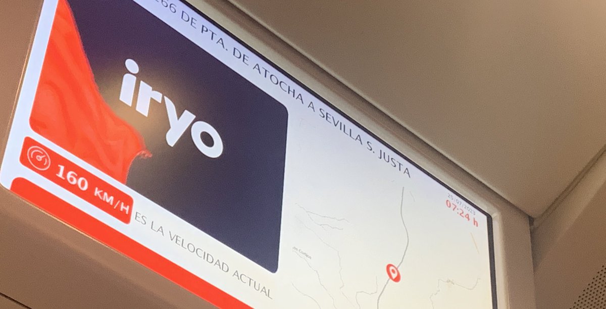 He cogido un Irio desde Madrid a las 6:30 para llegar a Córdoba a las 8:30. 38€. 394km. A 160km/h sin coscarse. Haré un directo y me vuelvo. Como español un orgullo. Como extremeño, impotencia y vergüenza. 30 años después del primer AVE, tan cerca y tan lejos del progreso
