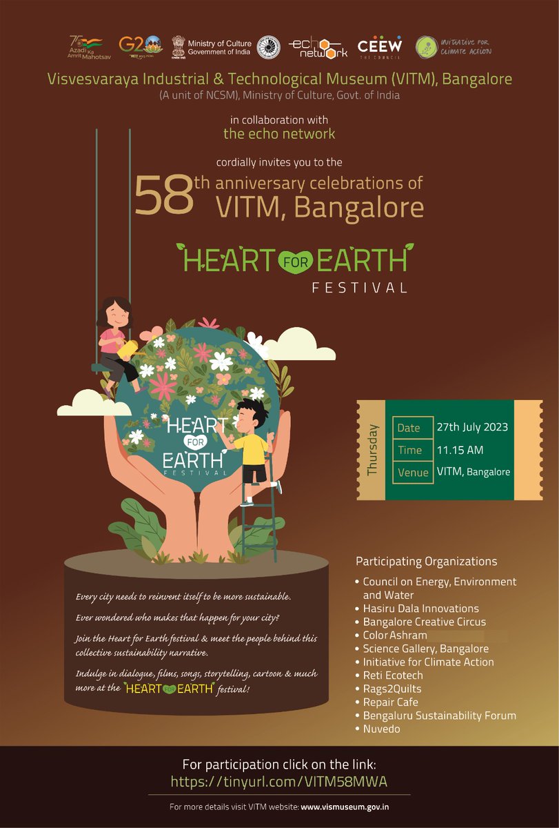 Want to explore painting with natural colors?
Learn to bind books with used paper?
Understand what #climateaction means for u, ur household, or community, or 
Learn to cultivate #sustainable #homegrown mushrooms?

Join #awarenessfestival #heart4earth on  27th July <a href="/vismuseum/">vismuseum</a>