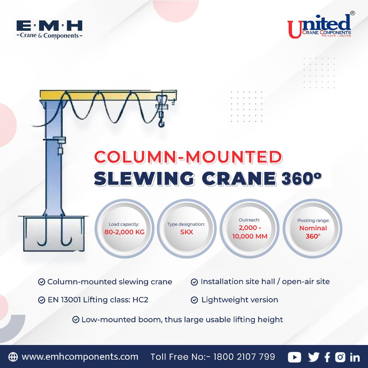 EMH_Crane's tweet photo. The EMH column-mounted slewing crane type SKH / SKF has proven itself many times over! 
. 
. 
. 
#EngineeredMaterialHandling #EMH #cranes #engineering #cranemanufacturing #heavymachinery #cranelife #cranesolutions #craneservice #liftingsolutions #eotcrane https://t.co/NcaxInlybw