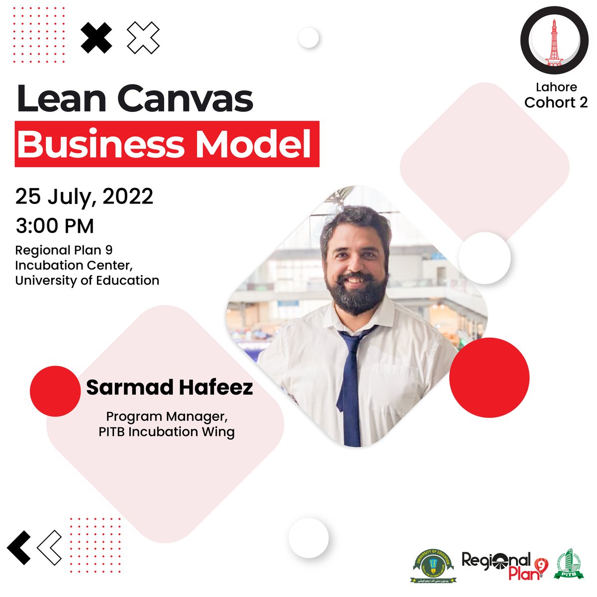 RegionalPlan9's tweet photo. #RP9 #Lahore Center is organizing a session on the "Lean Canvas Business Model". Mr. Sarmad Hafeez, Program Manager PITB Incubation Wing will be giving this session. #Business #startuplearning #entrepreneurship #Cohort2 https://t.co/kQ83WddQBL