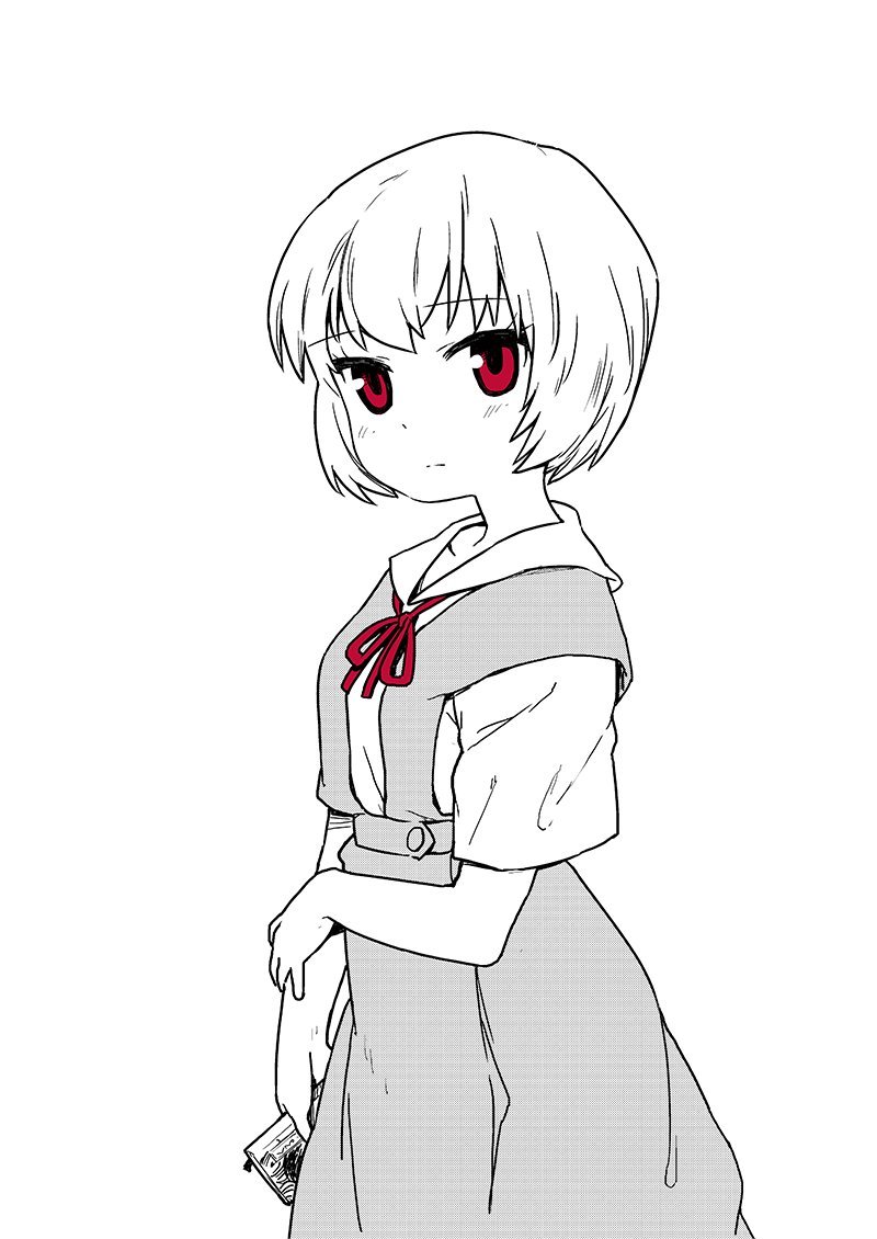 ayanami rei 1girl solo spot color red eyes short hair school uniform looking at viewer  illustration images