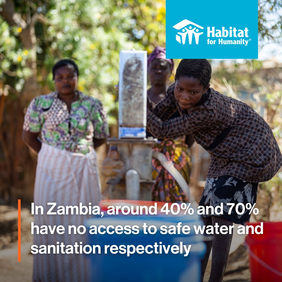 Habitat_AFR's tweet photo. 💧Through Water, Sanitation and Hygiene (WASH) programs, @habitatzambia is improving access to clean water, decent toilets and promoting good hygiene in the Makululu community

So far, they have built over 60 water points serving 15,120 individuals with clean, safe drinking water https://t.co/tNU19jQ9qr