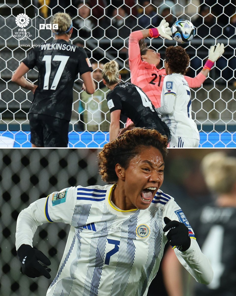 BBCSport's tweet photo. POV: You've just scored the Philippines' first ever goal at a Women's World Cup! 😆

Sarina Bolden is in dreamland! 🙌

#FIFAWWC #NZL v #PHI