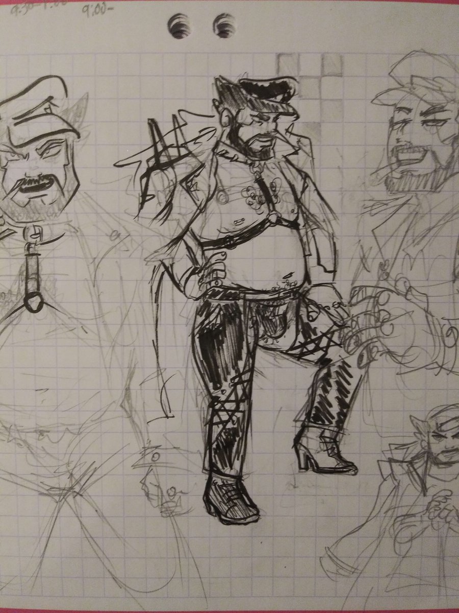 oblonghello's tweet photo. leather daddy Roquefort, this is for my red riding hood chai concept. Roquefort is the big bad wolf :D, i dont know how to spice up his coat. i still need to draw his wolf-form's outfit https://t.co/PX4UKYzgq9