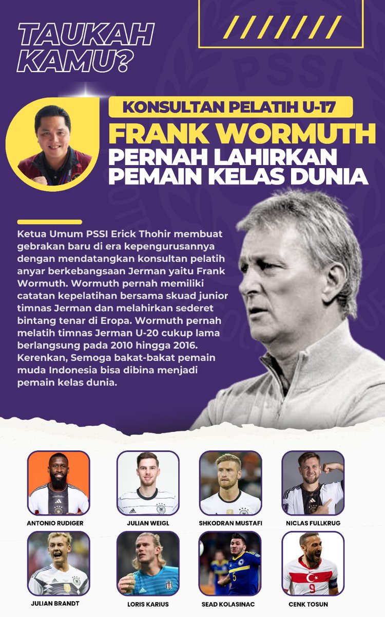 friday26066822's tweet photo. Kali ini pak Erick Thohir akan mendatangkan pelatih untuk calon masa depan timnas kita Garuda Masa Depan

#FrankWormuth https://t.co/ijOrOsFm46
