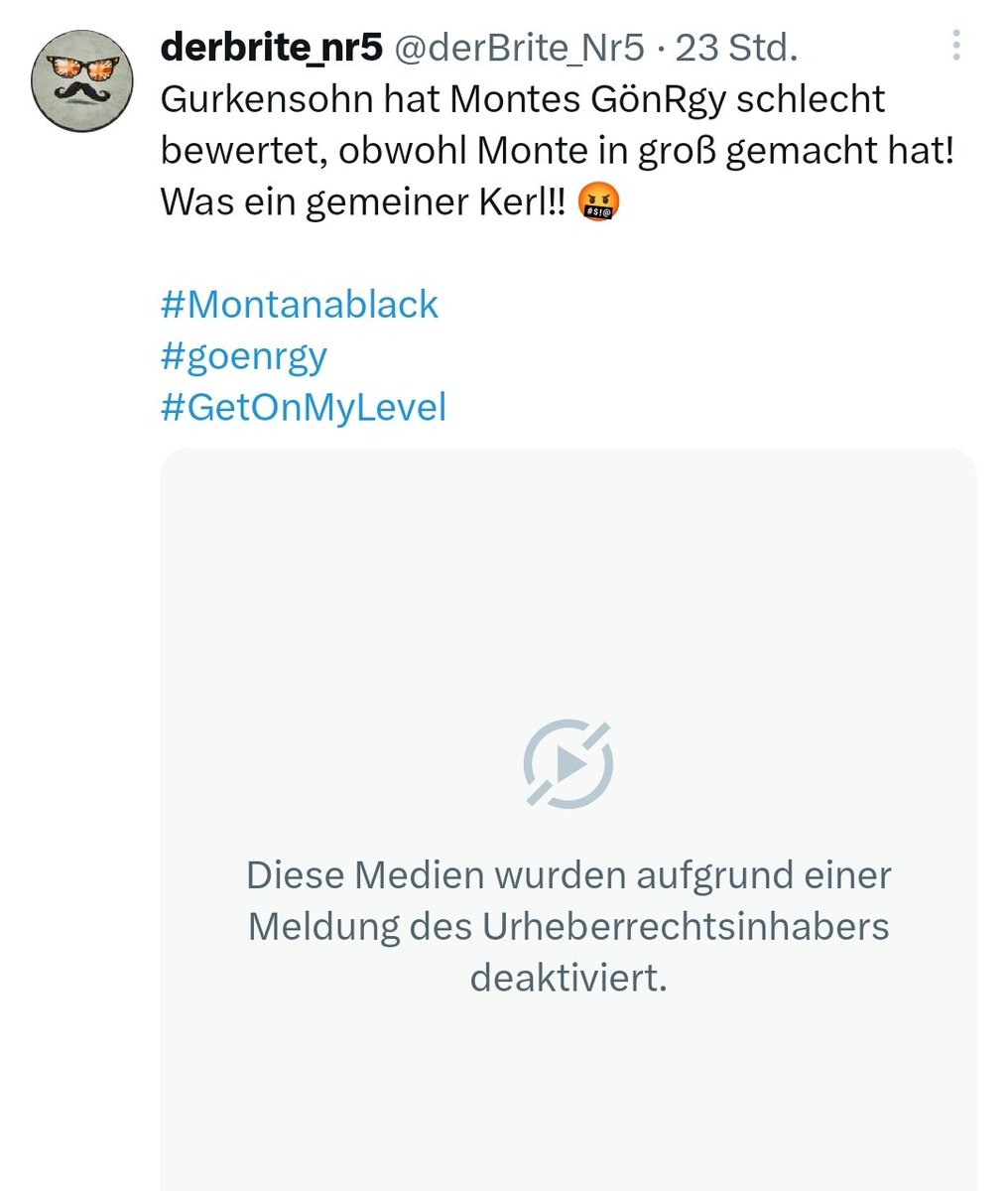 derBrite_Nr5's tweet photo. Hahahaha Monte (oder jemand seines Teams) hat die 2 Videos über ihn wegen Urheberrecht sperren lassen.

Merkt euch, redet ihr schlecht über den wirklich tollen Gönergy (super lecker!) Riskiert ihr euren Twitter Account!!

Als Strafe trinke ich jetzt 5 Dosen Gönergy Kaktusfeige! https://t.co/vlsfyJNi5g
