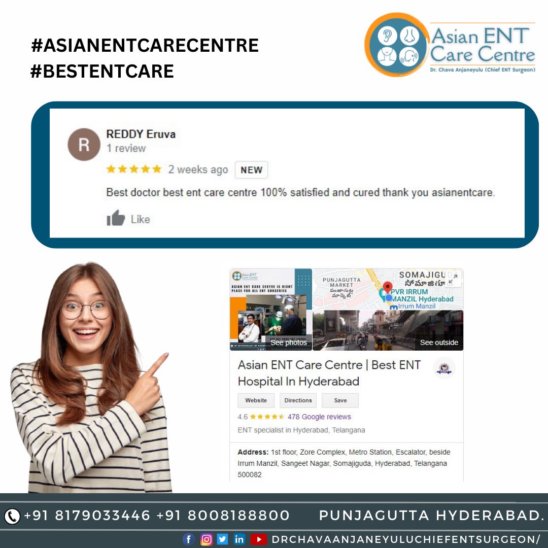 👆#SatisfiedPatient #HappyPatientsFeedback #PatientReview
👉Thank You For Your #ValuableFeedback Mr.Reddy Eruva Garu.....
👉#DrChavaAnjaneyulu #AsianENTcareCentre #SatisfiedPatients #BestENThospital #MostTrustedENTHospital #SaveTime & #SaveMoney #TopENT #ENTdoctor #ENTspecialist