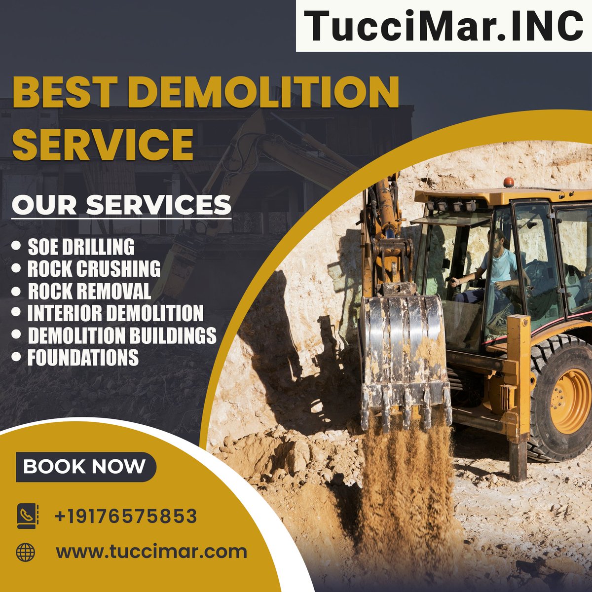 tuccimarinc's tweet image. Unlock the Force of Precision! 💥🔨 Discover Tuccimar Demolition Solutions – Your Trusted Demolition Specialists.

📢 Find out more at tuccimar.com

#TuccimarDemolition #BuildingPossibilities #PrecisionDemolition #TrustworthyExperts #DemolitionExpertise